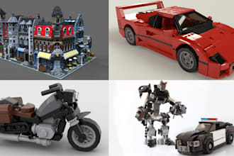 create custom 3d lego moc, lego technic, and building instruction