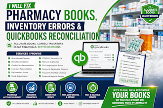 fix pharmacy books, inventory errors and quickbooks reconciliation