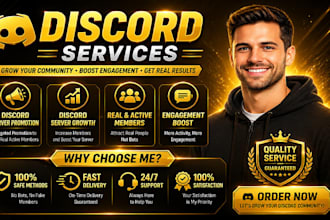 do organic discord server promotion, boost, grow and advertise to active member