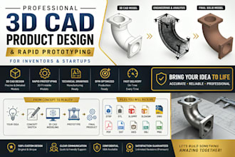 provide custom 3d cad product design and rapid prototyping for inventors startup