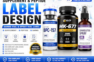 do supplement label, peptide label sarm vial and spray vial label design