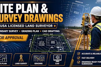 provide site plan, land survey drawings, surveyor grading plan with cad drafting