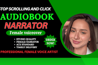 be your female audiobook narrator for acx, audible, and 24h american voice over