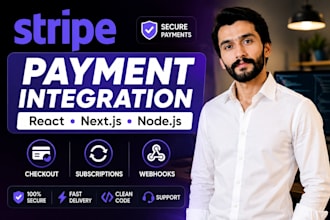 integrate stripe payments in react nextjs or nodejs