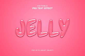 create a 3d glossy jelly text effect psd template