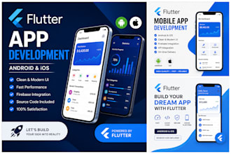 develop flutter app for android and ios with clean UI