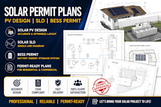 design solar permit plans, solar pv design, bess permit, autocad, solar battery