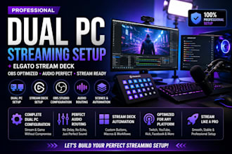 setup dual PC streaming with elgato stream deck obs and audio routing