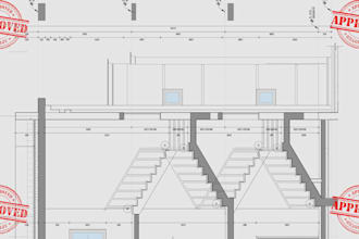 create 2d stair drawing design, 3d stairs render design