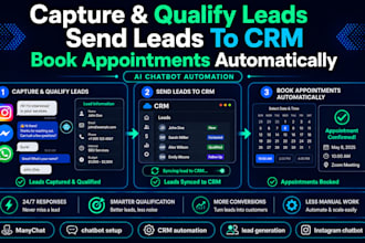 setup manychat chatbot CRM lead capture and follow up automation