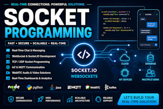 develop real time socket programming with websocket and socket io