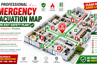 design emergency evacuation map and fire exit safety plan