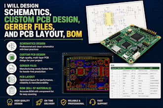 design schematics, custom pcb design, gerber files,   and pcb layout, bom