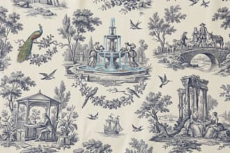 create luxury toile de jouy pattern design for fashion textile and wallpaper