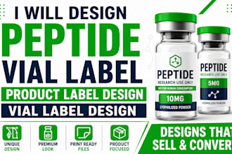 design peptide vial label, product label design, vial label design, sarms label