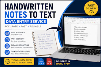 convert handwritten notes to text and do data entry work