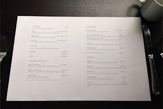 design a premium restaurant menu or fine dining layout