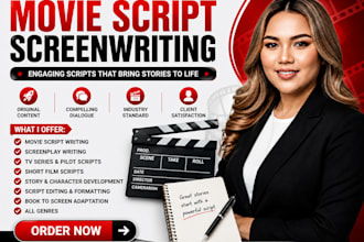 write a dynamic movie script, screenplay, TV series, web series, or pilot script