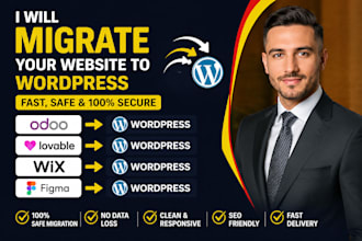 migrate odoo to wordpress lovable to wordpress wix to wordpress figma wordpress