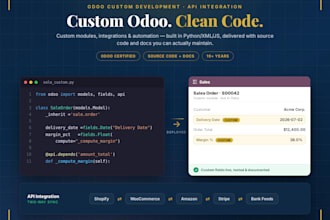 be your odoo developer for custom odoo module and bug fixing