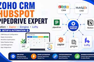 setup zoho crm notion pipedrive crm hubspot crm zapier integration gorgias lofty
