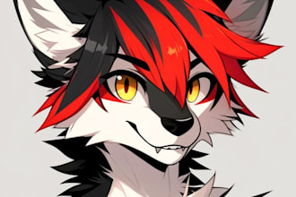 draw furry avatar, reference sheet, oc avatar in your style