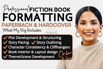format your kdp paperback and hardcover fiction book, and book interior design