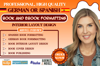 do spanish or german ebook and kdp paperback book formatting and layout design