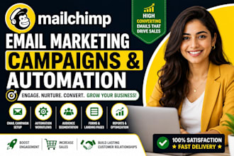 design mailchimp email campaigns, newsletters, mailchimp automation setup