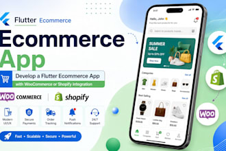 develop a flutter ecommerce app with woocommerce or shopify integration