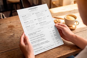 design a clean print ready restaurant or cafe menu