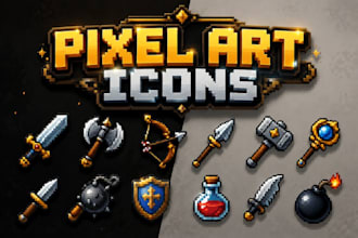pixel art icons pixel art, game assets, sprites, ui design retro game art