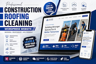 construction, roofing and cleaning company wordpress website