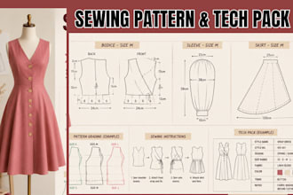 do any kind of sewing pattern maker, instructions and tech pack apparel clothing