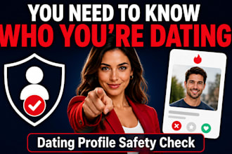 perform a background check on an online dating profile for red flags and catfish
