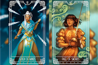 draw illustration for tarot cards oracle trading card game tcg ccg digital art