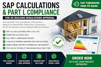 provide ap calculations, epc and part l compliance for UK building regulations
