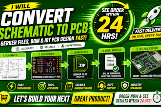 convert schematic to pcb, gerber files and iot pcb design fast