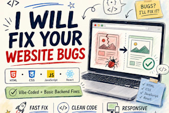 fix website bugs in HTML CSS javascript and react