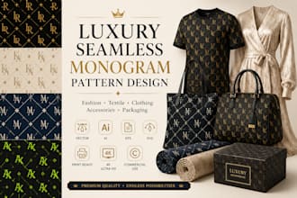 design luxury seamless monogram pattern for clothing,textile