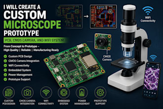 create a custom microscope prototype pcb, cmos camera and wifi system