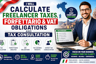 calculate freelancer taxes, forfettario and vat obligations and tax consultation