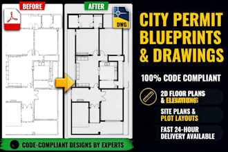 draw city permit blueprints architect, 2d floor plan, house permit drawings