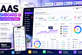 design modern saas dashboard and admin panel UI in figma