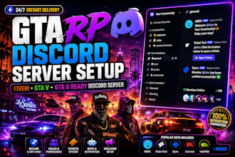 setup a professional gtarp discord server for fivem and gta 6 roleplay community