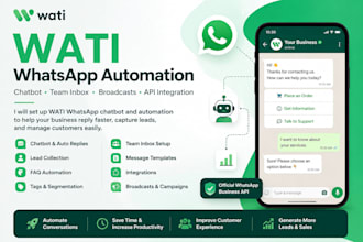 setup wati whatsapp chatbot, automation and API for your business