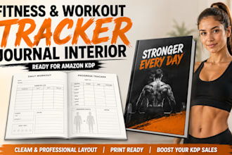 design a fitness and workout tracker journal interior for amazon kdp