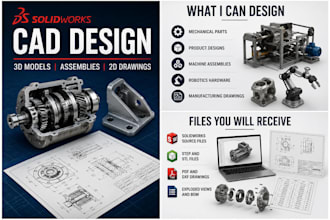 create cad designs and 3d models in solidworks