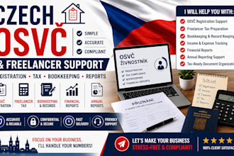 help with czech osvc registration, freelancer tax, bookkeeping and reports