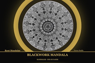 draw a custom detailed blackwork mandala by hand